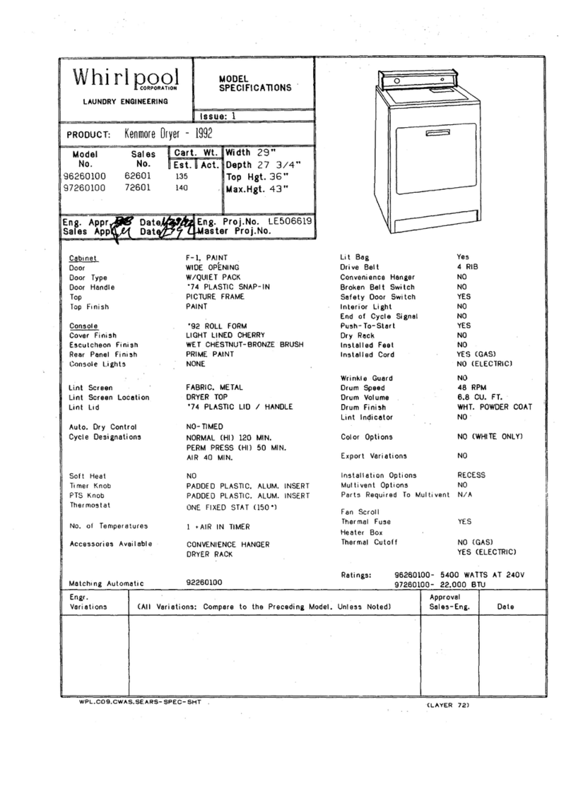 Kenmore Whirpool 96260100 User manual