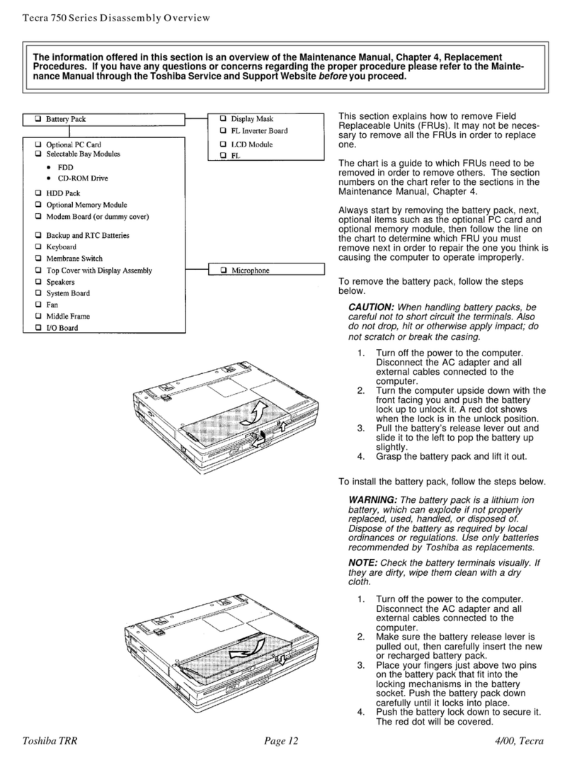 Toshiba Tecra 750 Series Maintenance manual