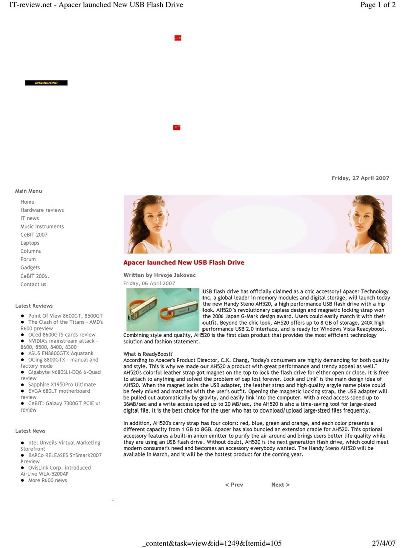Apacer Technology USB Flash Drive User manual Apacer Technology USB Flash Drive User manual