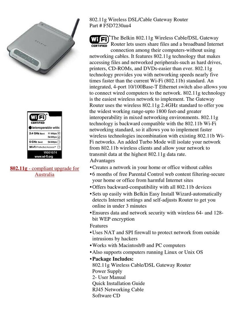 Belkin F5D7230au4 Operating and installation instructions