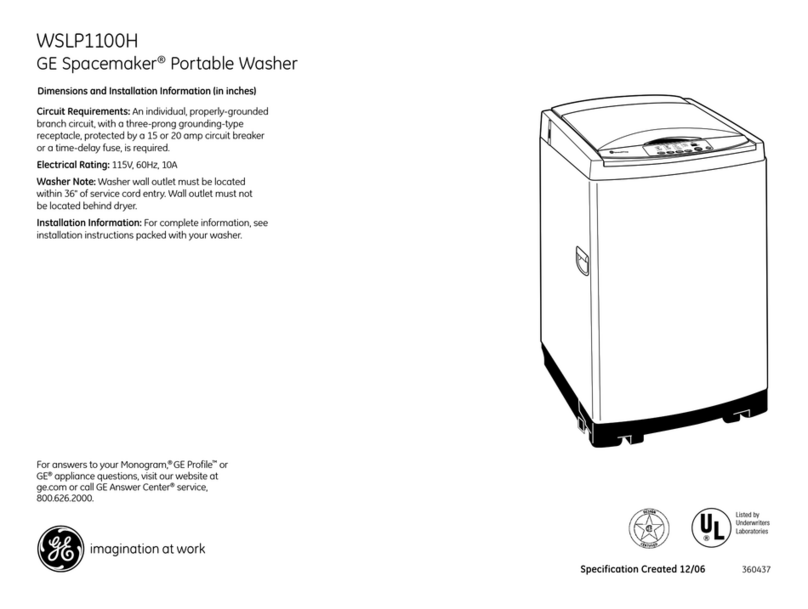 GE Spacemaker WSLP1100H specification