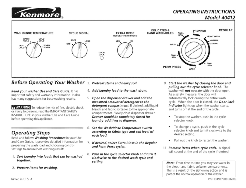 Kenmore 40412 User manual
