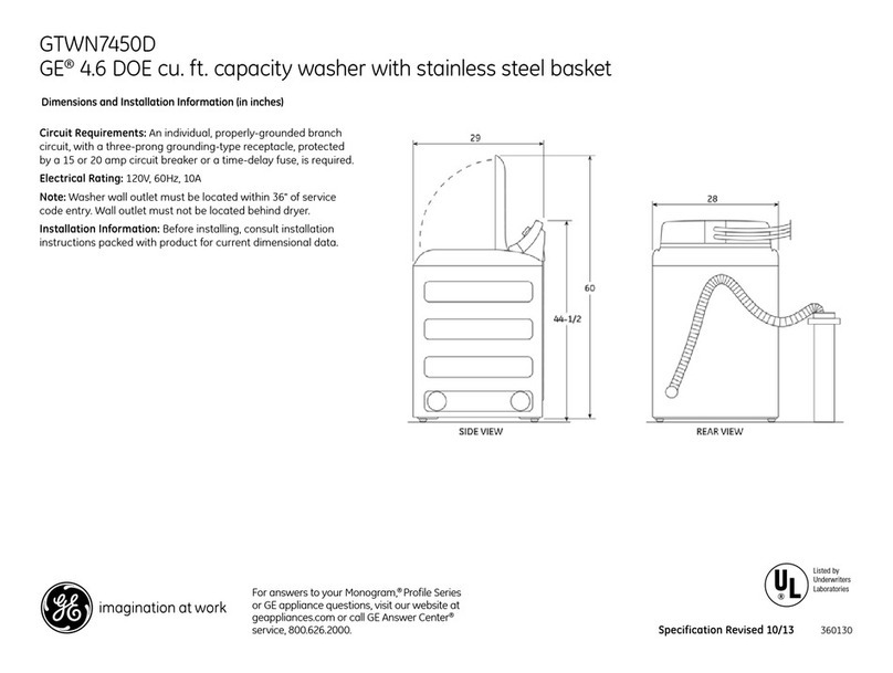 GE GTWN7450DWW User manual