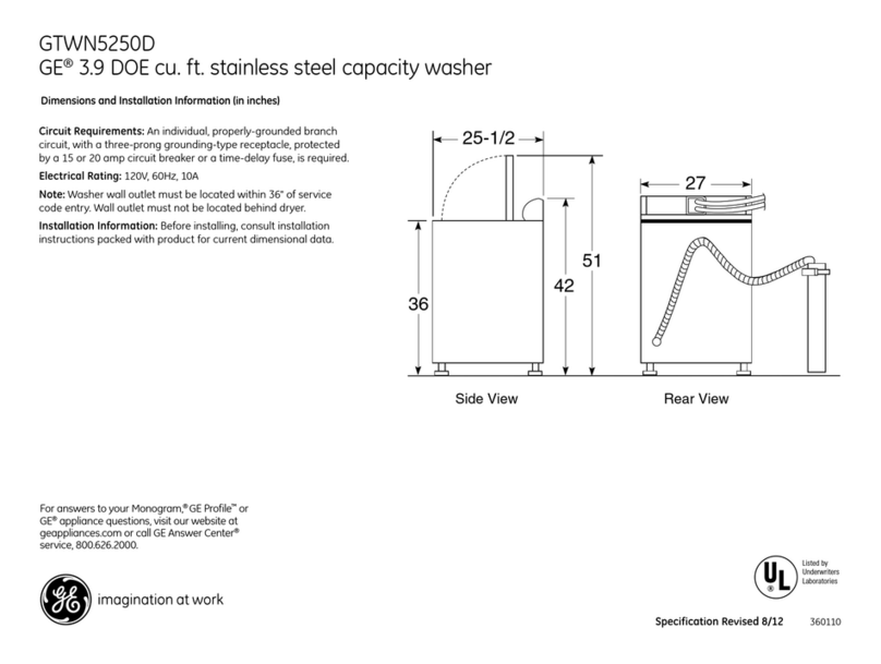 GE GTWN5250DWW User manual