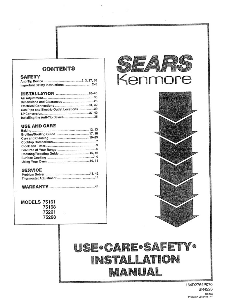 Sears Kenmore 75161 Use & care manual