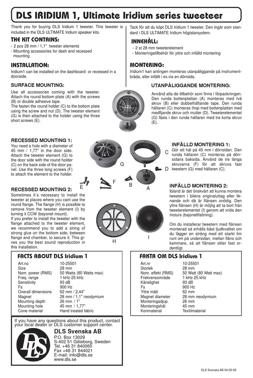 DLS DLS IRIDIUM 1 Ultimate Iridium series Instruction manual