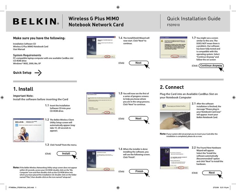 Belkin F5D9010 Quick installation guide