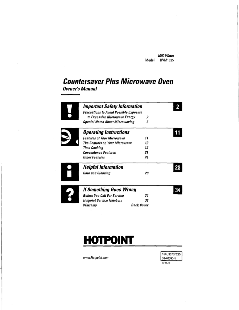 Hotpoint rvm1625 owner's manual