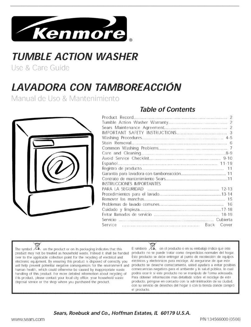 Kenmore 134566000 Use & care guide