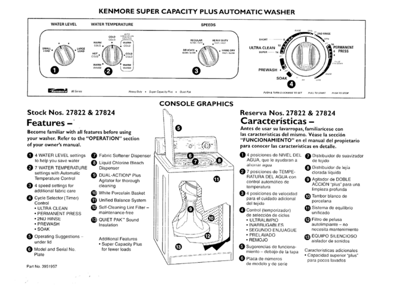 Kenmore 27822 owner's manual