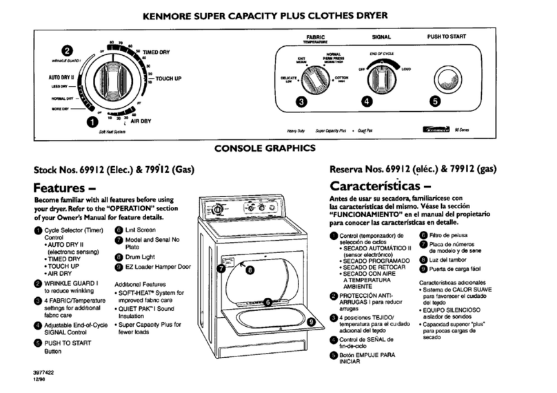 Kenmore 69912 User manual