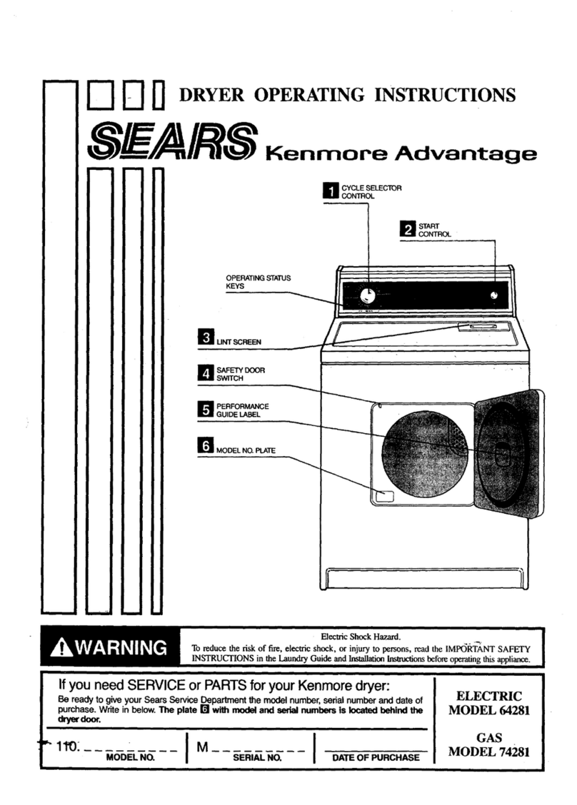 Kenmore Advantage 64281 operating instructions