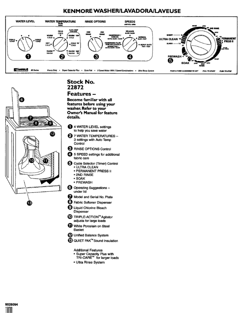 Kenmore 22872 owner's manual