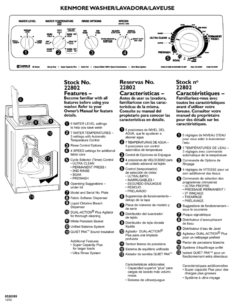 Kenmore 22802 owner's manual
