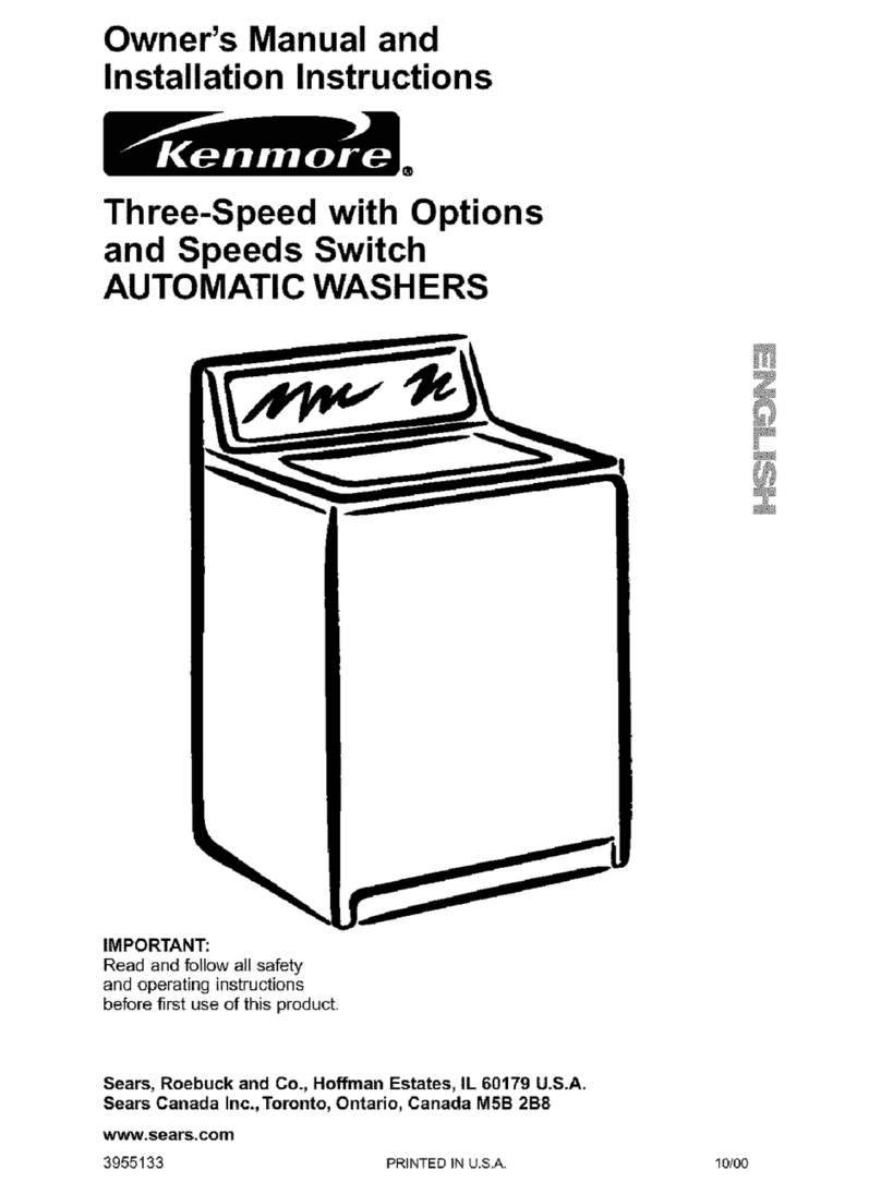 Kenmore Kenmore Three-Speed with Options and Speeds Switch AUTOMATIC... Owner's Manual & Installation Instructions