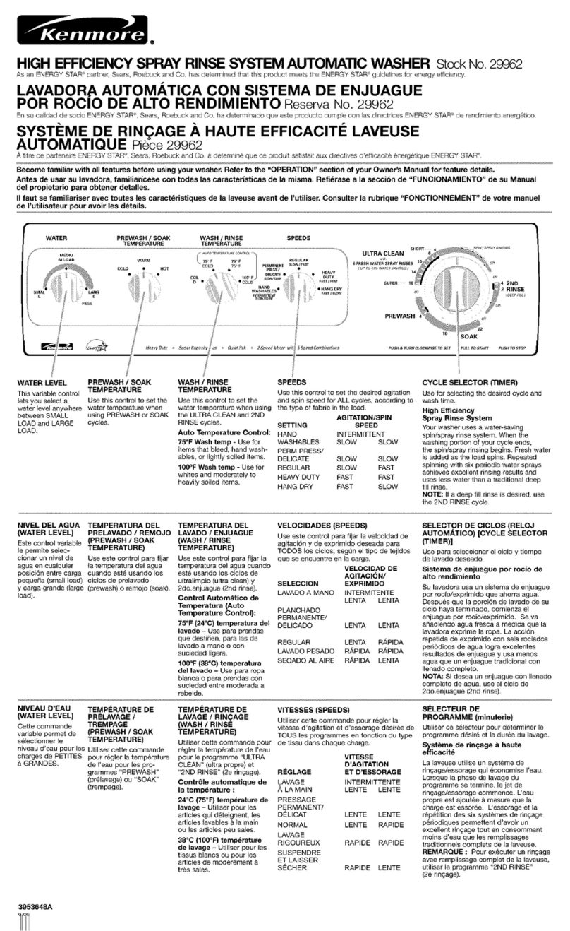 Kenmore 29962 Owner's manual