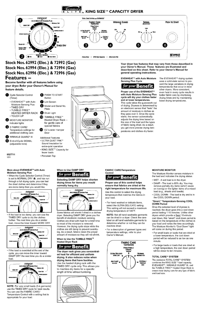 Kenmore 62992 owner's manual
