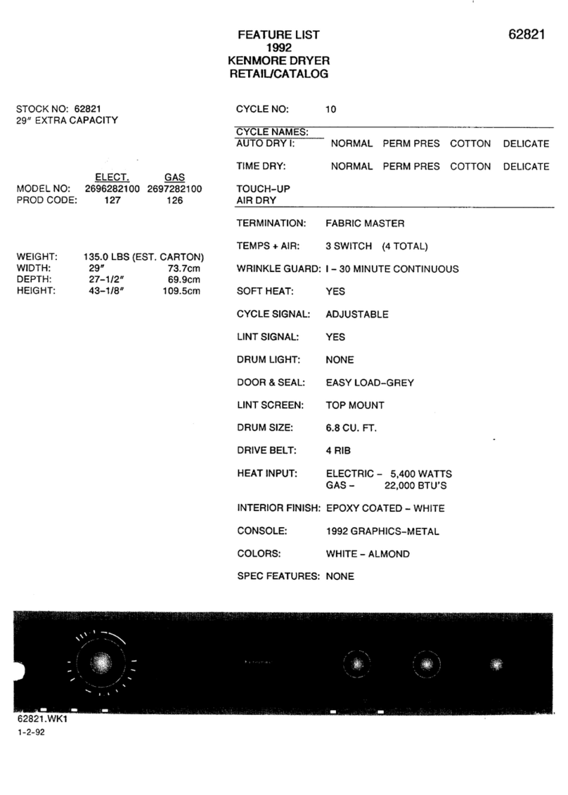 Kenmore 62821 Use Feature manual