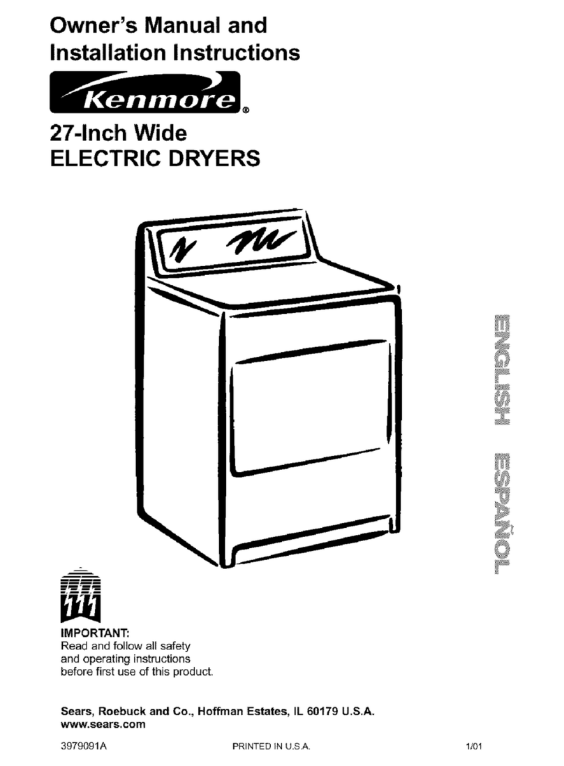 Kenmore 397909A owner's manual