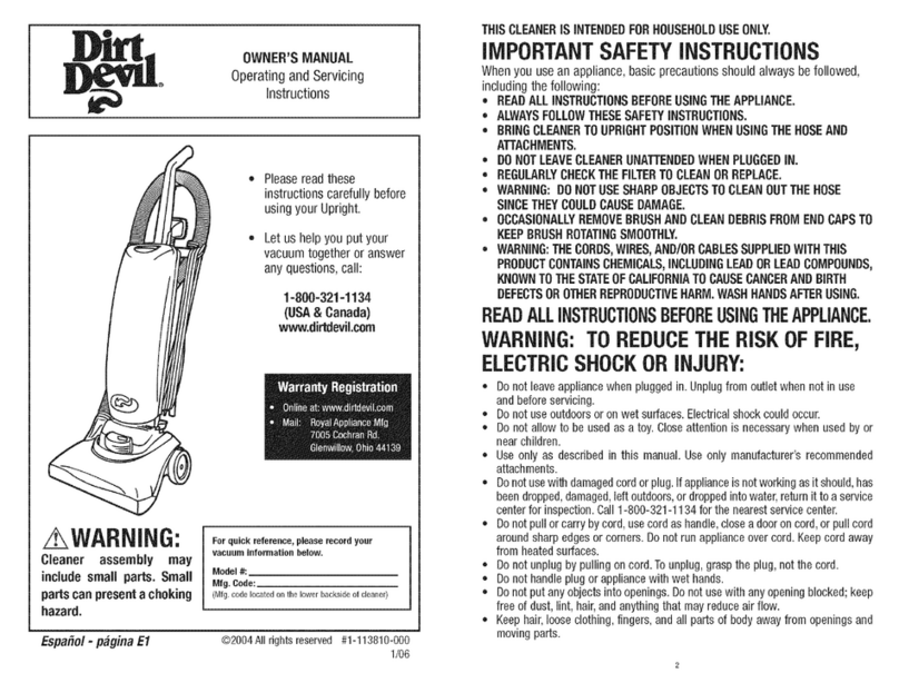 Dirt Devil M085570 owner's manual