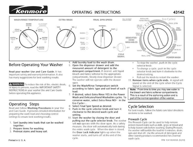 Kenmore 134186400 User manual