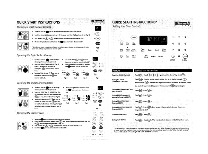 Kenmore 30" ELECTRIC RANGE Quick start instructions