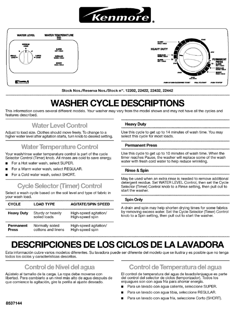 Kenmore 12202 Operating and installation instructions