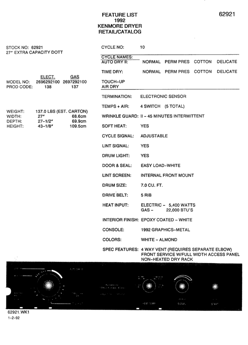 Kenmore 2696292100 (Elect.) Owner's manual