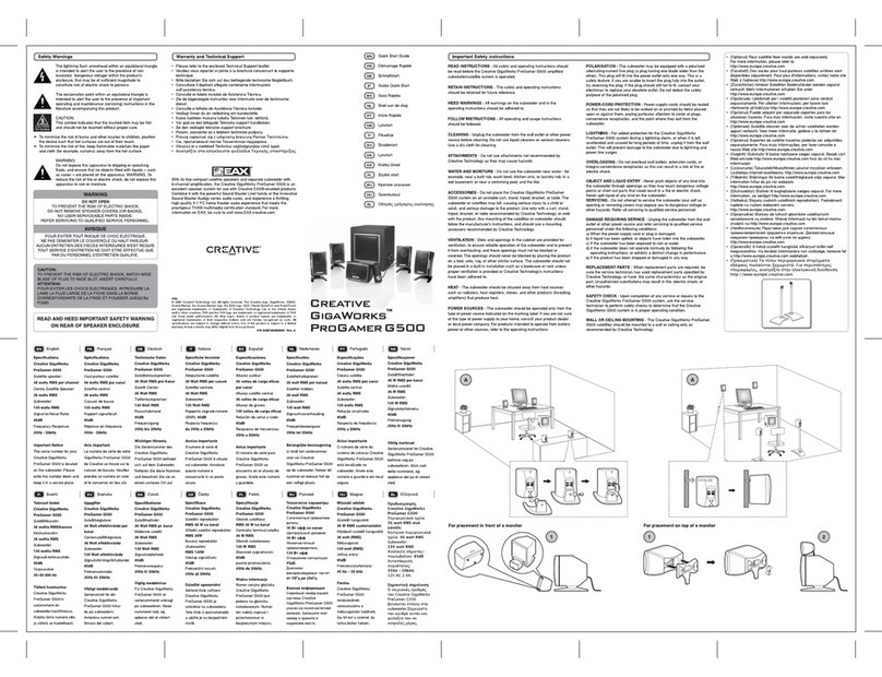 Creative GigaWorks ProGamer G500 quick start guide