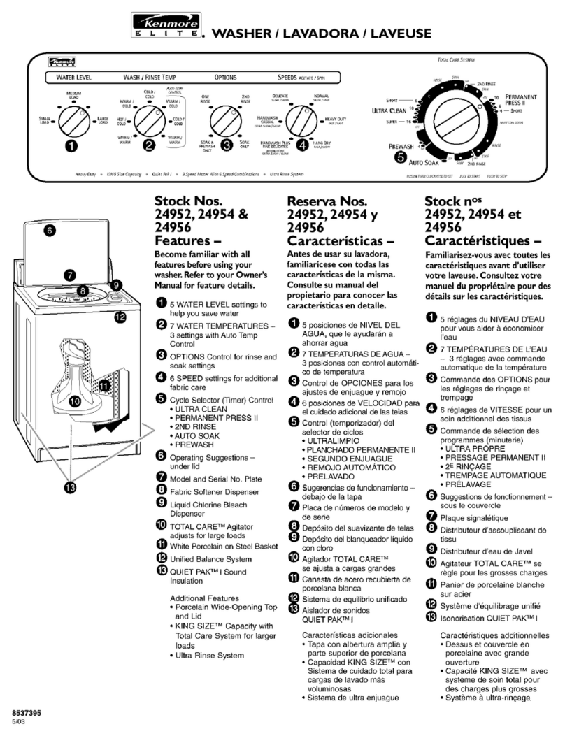 Kenmore 8537395 User manual