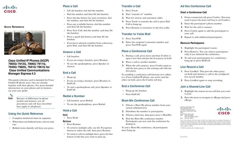 Cisco Unified 7905G quick reference