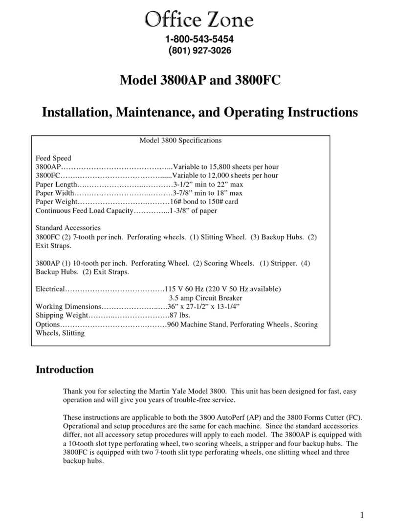 Martin Yale Martin Yale 3800 AP Installation, maintenance & operating instructions Martin Yale Martin Yale 3800 AP Installation, maintenance & operating instructions
