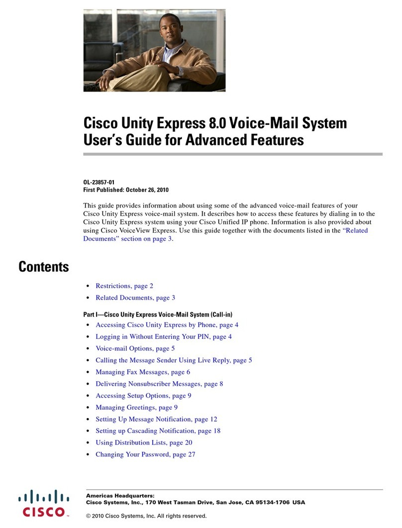 Cisco Unity Express 8.0 Voice-Mail System User manual Cisco Unity Express 8.0 Voice-Mail System User manual