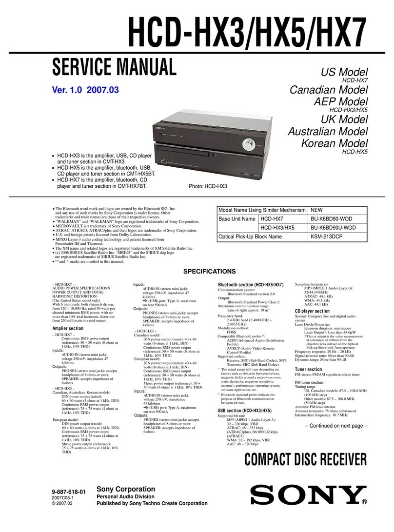 Sony HCD-HX7 - Compact Disc Receiver User manual