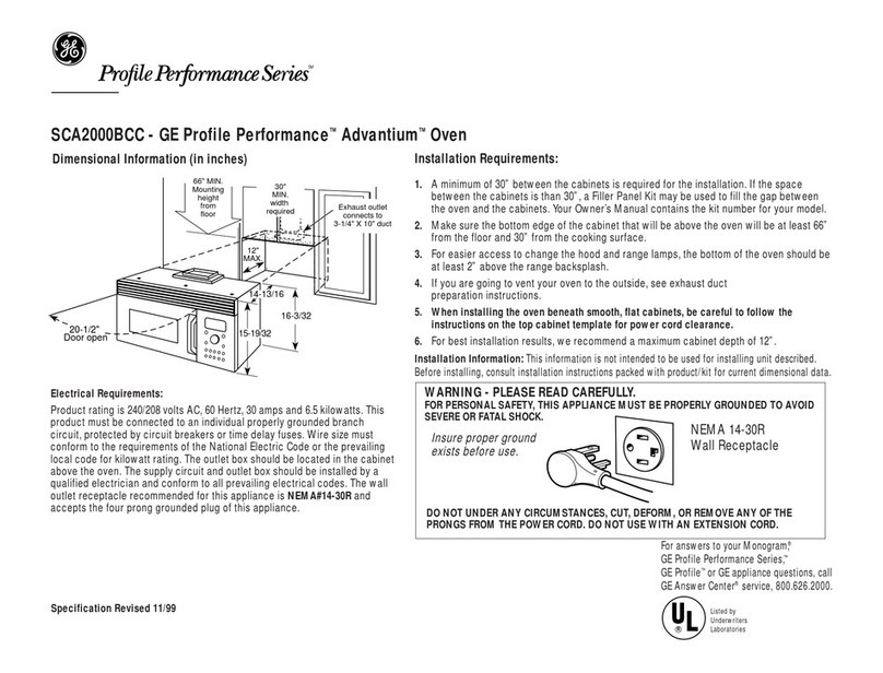 GE Advantium SCA2000BCC User manual