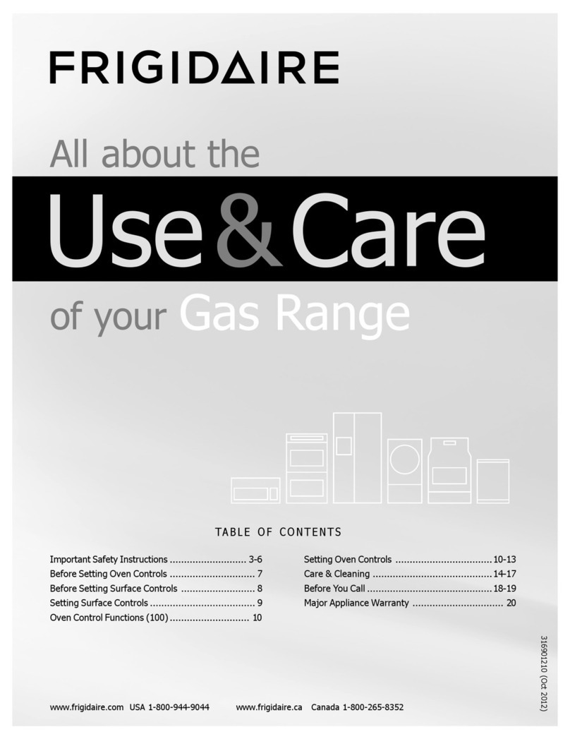 Frigidaire Gas Range Owner's manual