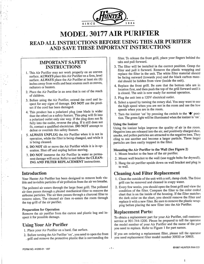 Hunter 30177 User manual
