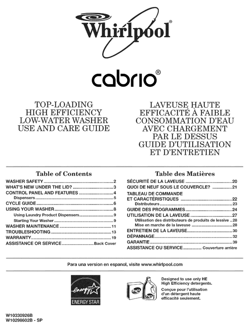 Whirlpool w10330926b Use & care guide