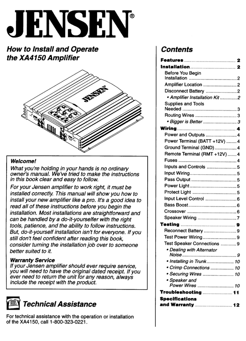Jensen XA4150 Install and operation instructions Jensen XA4150 Install and operation instructions