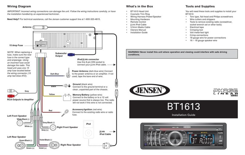 Jensen BT1613 User manual Jensen BT1613 User manual