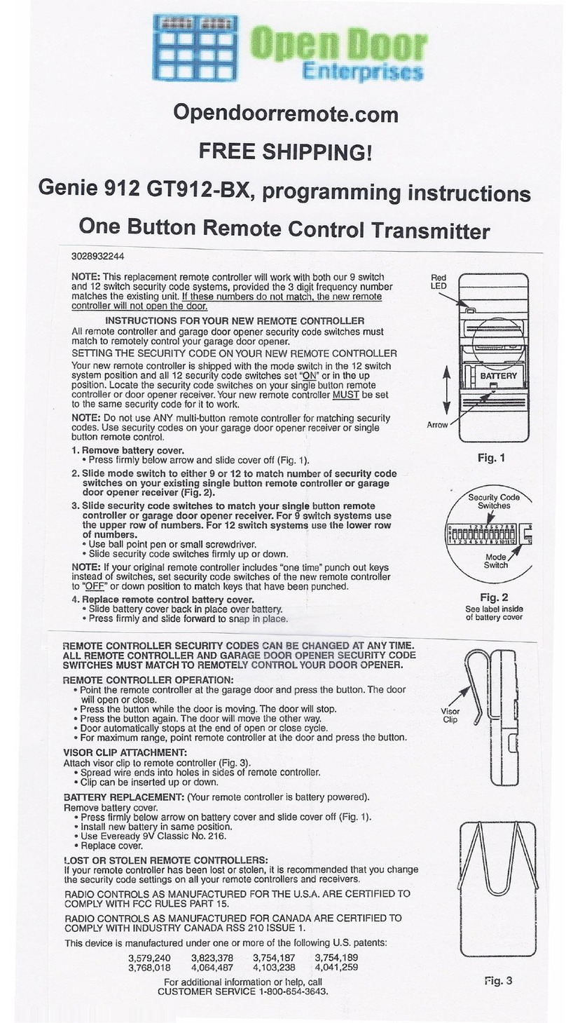 Genie GT912-BX User manual
