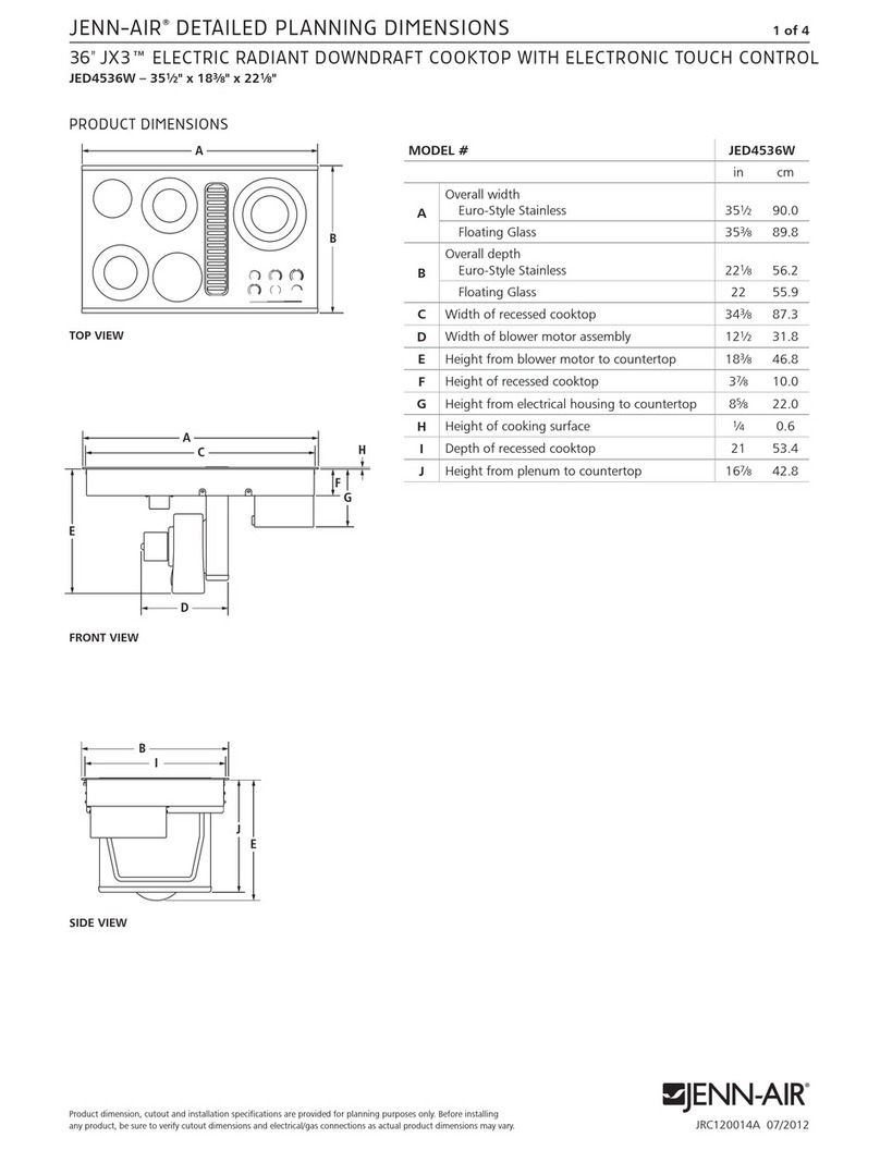 Jenn-Air JED4536W Product dimensions Jenn-Air JED4536W Product dimensions