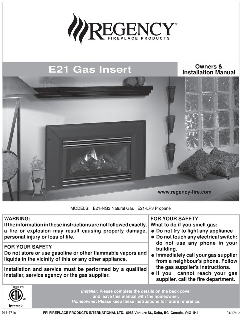Regency Gas Insert E21-NG3 Quick start guide