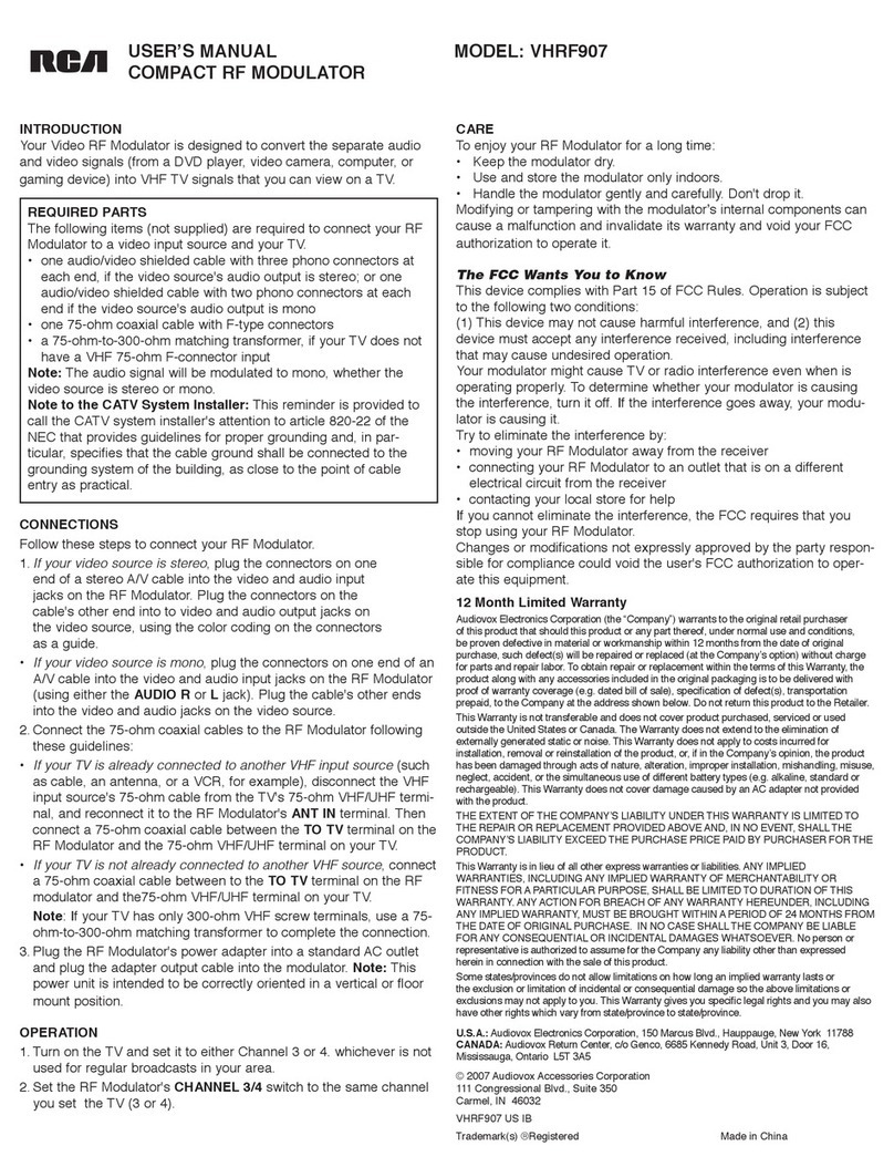 RCA VHRF907 User manual