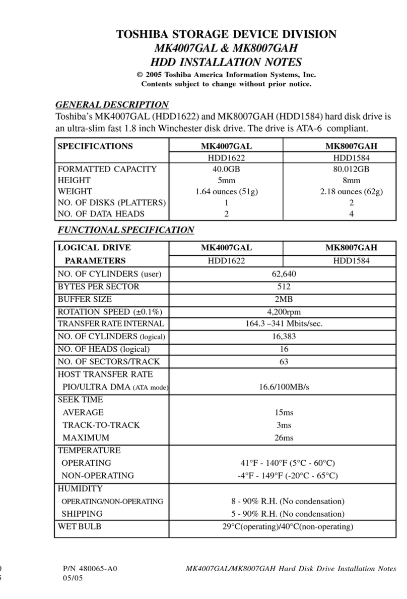 Toshiba MK4007GAL Quick start guide