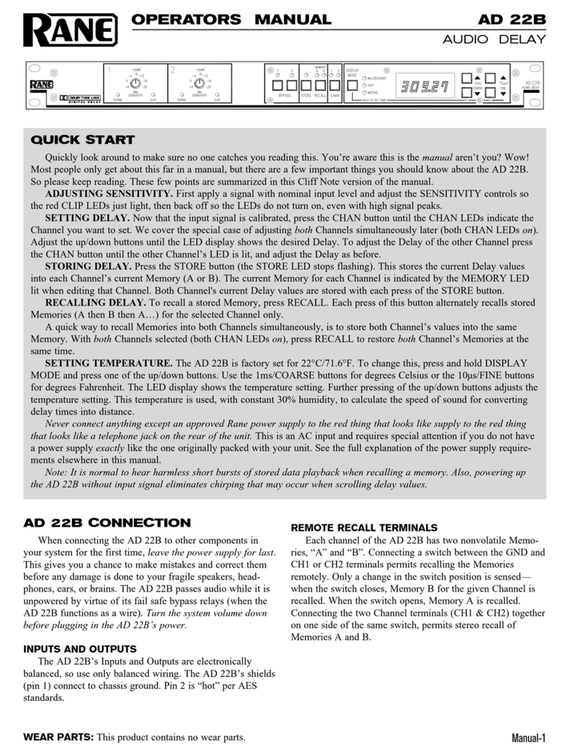 Rane AD 22B Operator's manual