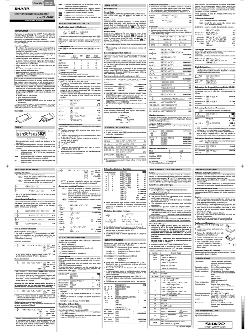 Sharp EL-503W Operation manual