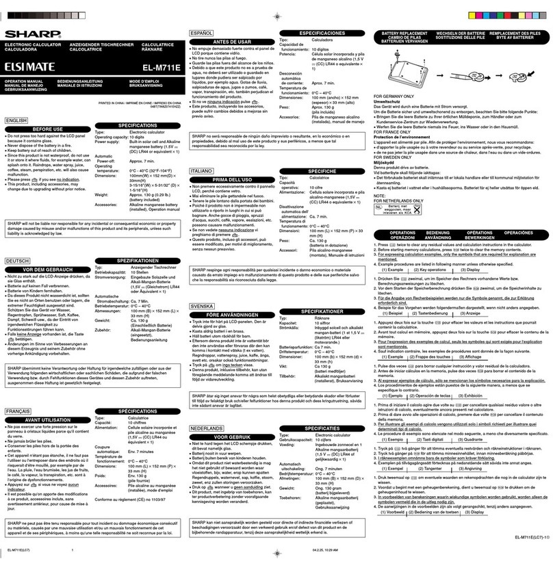 Sharp ELSIMATE EL-M711E User manual