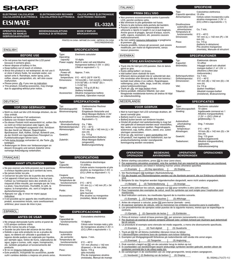 Sharp ELSIMATE EL-332A Operation manual