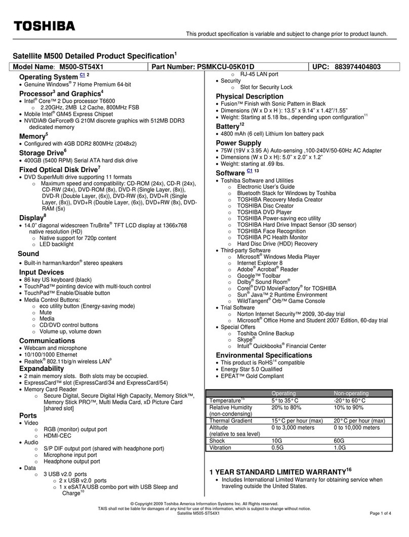 Toshiba Satellite M500-ST54X1 manual
